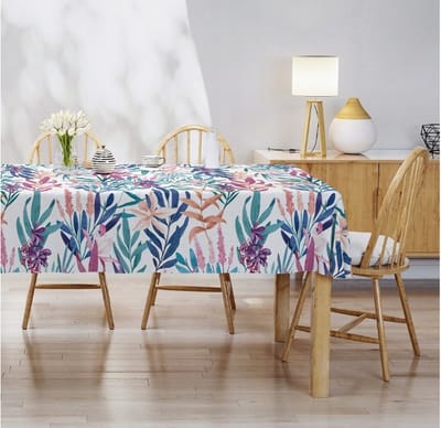 Tafelkleed 140 x 220 cm turquoise gekleurde bladeren zeer elegant