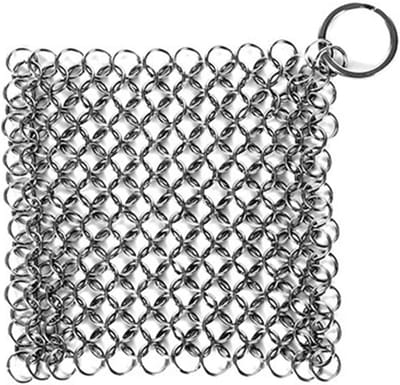 Gietijzeren Pan Cleaner - Roestvrijstaal Schuursponsje - Keuken Reinigen - Krasvrij Ontwerp - 10x10cm - Zilverkleurig