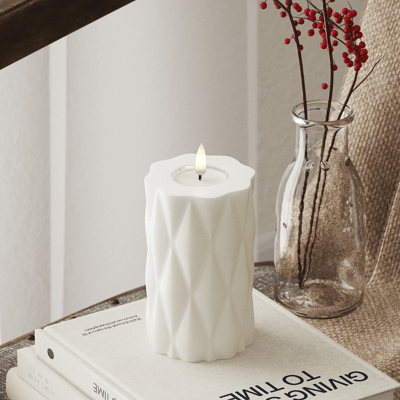 Deluxe Homeart Led Kaars Harlequin Wit 7,5 x 12,5 cm