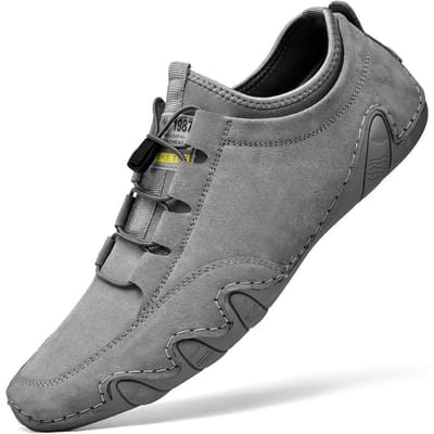 Herfst Nieuwe Herenschoenen Ademende Heren Casual Leren Schoenen Echt Leer Modieuze Sportschoenen 47 gray