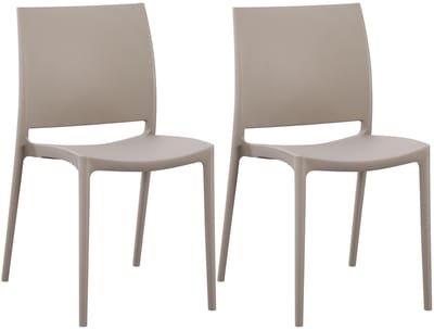 CLP Meton Set van 2 Tuinstoelen - Stapelbaar - Onderhoudsvriendelijk - Weerbestendig - taupe