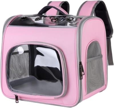 Dieren Transporttas - Huisdier Rugzak - Veilig Reizen - Luchtvaart Goedgekeurd - 41x29.5x35cm - Roze