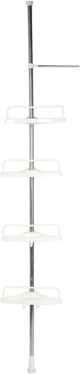 Badkamer Hoekrek – Verstelbaar 105-310 cm – 4-Laags Douche Rek Zonder Boren – Telescopisch Opbergrek met Handdoekstang – Badkamer Organizer