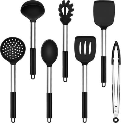 Swiphi® Keukengerei - Spatelset - Bakspaan - 7Stuks - Zwart