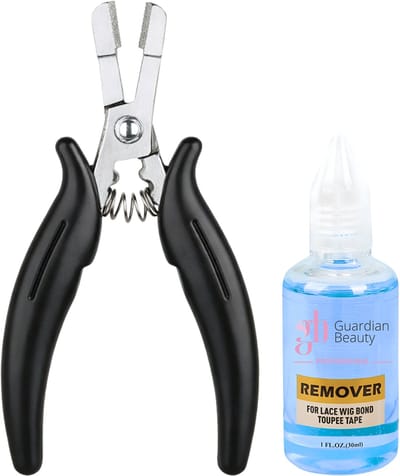Guardian Beauty Pruikentape Remover Set - For Lace Wig Bond and Toupee Tape - Blauw - 1 stuk - 30ml - Met Microringen Tang - Haar Extensions