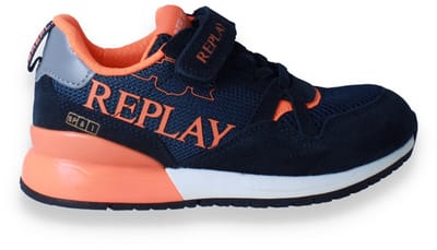 Replay Jongens Sneaker Shoot Jr Navy Fluo Orange | Blauw | Maat: 30