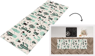 Keukenloper - Loper keuken - Patroon - Cactus - Pot - 150x50 cm - Keukenloper vinyl
