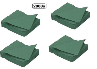 2000x Servet 33cm 2 laags groen - servetten diner cocktail 100% biologisch afbreekbaar festival thema feest restaurant party