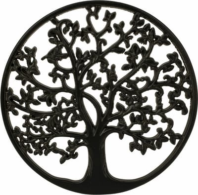 Wanddecoratie Tree of Life/levensboom ornament - Mdf hout - Dia 30 cm - zwart
