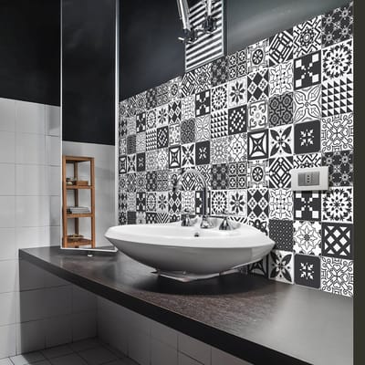 Zelfklevende tegelmuurstickers voor keuken en badkamer - 24 LORENZA AZULEJOS TEGELSTICKERS - 24 stickers 15x15cm