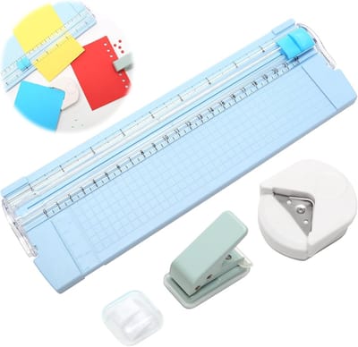 Set van 3 papier snijders voor knutselen, A4 kaart snijder, handmatig met reserve mes, perforator voor ronde hoeken en gaten, 1 gat 3 mm voor papier, foto's en kaarten