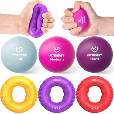 Handtrainer Set voor Gripkracht en Stressverlichting – 6-delig voor Revalidatie en Ontspanning