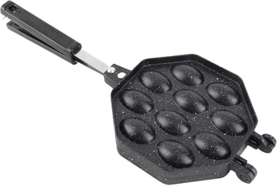 Wafelpan - Eierwafelijzer - Thuisgebruik Keuken - Antiaanbaklaag - 39x18x4 cm - Zwart