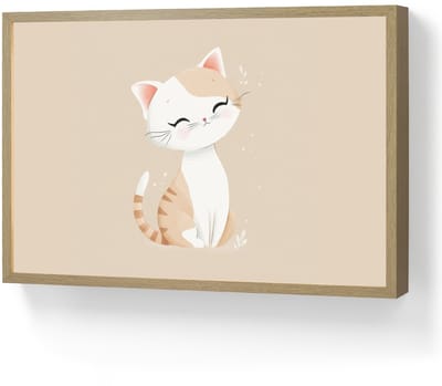 Nachtlampje 60x40 cm - Kinder lamp - Kat - Kitten - Beige - Tafellamp kinderkamer draadloos - Slaapkamer lampje - Bedlamp kinderen - Kinderlampje - Wandlamp babykamer - Nachtlampjes