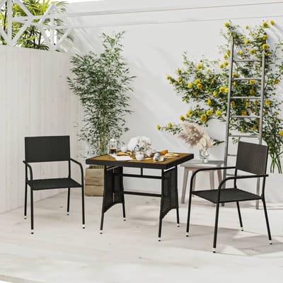 vidaXL - 3-delige - Tuinset - poly - rattan - zwart