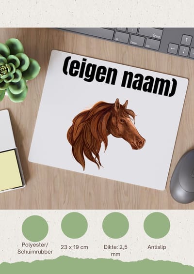 Akyol - paardenkop met eigen naam Muismat - Paarden - paarden liefhebbers - iemand die houdt van paarden - verjaardag - cadeau - kado - 23 bij 19 cm