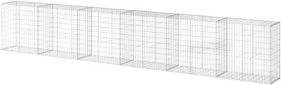 Schanskorf Muur - Steenkorf Gabion - Tuin Inrichten - Gegalvaniseerd IJzer - 600x50x100 cm - Zilver