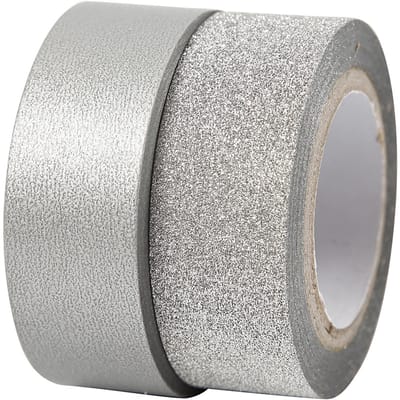 Masking tape, B: 15 mm, zilver, 2 rol/ 1 doos