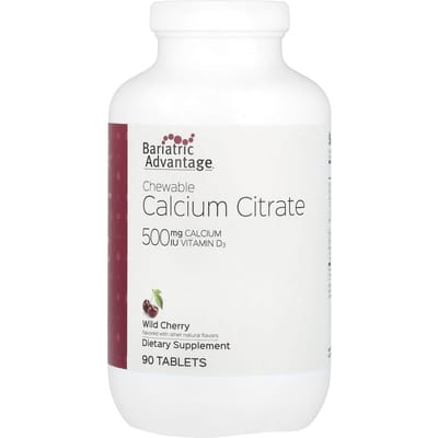 Bariatric Advantage, kauwtabletten met calciumcitraat, wilde kers, 90 tabletten