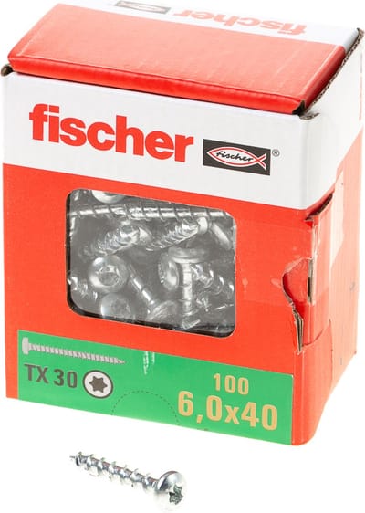 Fischer 670530 Power-Fast II Spaanplaatschroef 6 mm 40 mm T-profiel Staal Galvanisch verzinkt 100 stuk(s)
