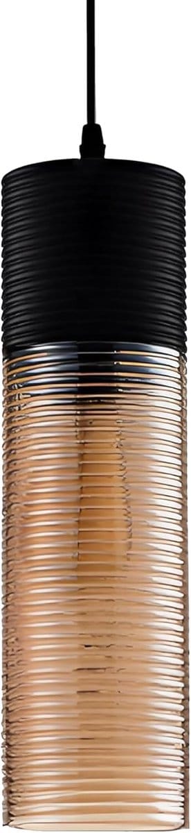 Moderne geribbeld amberglas industriële hanglamp E27 - verstelbare hoogte - afmeting Φ10×36 cm - geschikt voor keuken - eetkamer - slaapkamer en bar - Energieklasse E