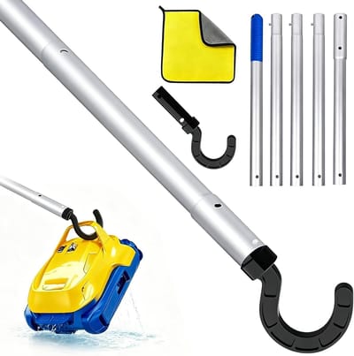 Haak voor zwembadrobot met telescoopstang van 185 cm, ideaal voor zwembadreiniging, accessoires voor zwembadonderhoud en stofzuigerhaken