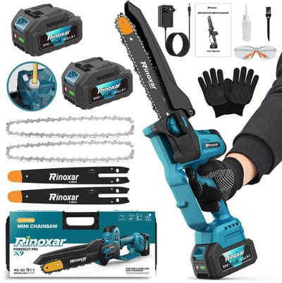 Mini accu kettingzaag voor snoeischaren, 8 inch, 1300W, met 2*4000mAh accu, borstelloze motor en automatische oliepomp, voor tuinwerkzaamheden