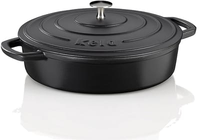 Braadpan, Gietijzer, Laag, Zwart, 28 cm - Kela | Calido