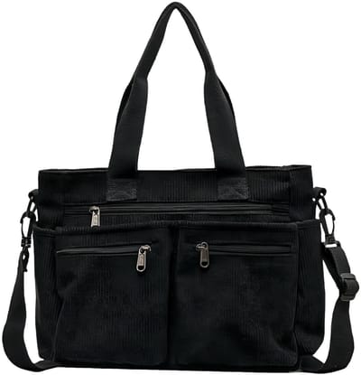 Dailygoods- Tote Bag Grote Capaciteit - Schoudertas Dames - Corduroy - Verstelbare Schouderriem - Multifunctionele Tas - 36x14x28 cm