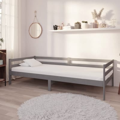vidaXL - Slaapbank - met - matras - massief - grenenhout - grijs - 90x200 - cm