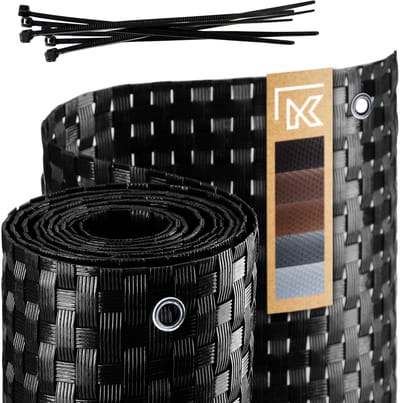 KADAX Inkijkbescherming voor balkon, terras, hek, weerbestendige inkijkbeschermingsmat, van PE-rotan, balkonbekleding met kabelbinders, privacyhek, balkonbekleding, windbescherming, 1 m x 7 m, zwart