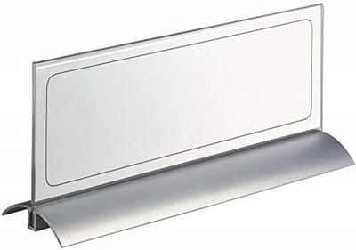 Tafelnaambord Presenter - Naamplaat Bureau - Professionele Uitstraling - Acryl met Aluminium - 105 x 297 mm - Zilver