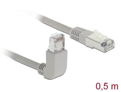 Delock Network cable RJ45 Cat.5e SF/UTP upwards angled / straight 0,5 m