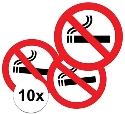 Sticker - 10x - verboden te roken - rond - D14,8 cm - Verbodsborden voor binnen