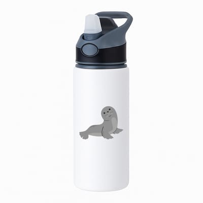 Hacebo® - Zeehonden waterfles met rietje zwart - Zeehond - Dieren liefhebbers - Dierentuin - zeedieren - zoogdier - water fles - 650ML