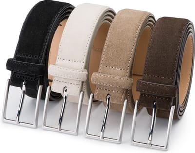 DTCH.FIT Herenriem Suède Bobby - Riem Zwart, Beige, Taupe & Donkerbruin - Pantalon & Jeans Broekriem - Riemmaat 85cm - Totale lengte 100cm - 4 Stuks