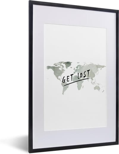Poster in lijst - Fotolijst 40x60 cm - Posters - Wereldkaart - Quotes - Aquarelverf - Posterlijst zwart - Decoratie - Wanddecoratie woonkamer - Muurdecoratie slaapkamer