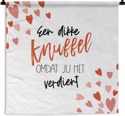 Wandkleed - Wanddoek - Sterkte - Quotes - Rood - 180x180 cm - Wandtapijt