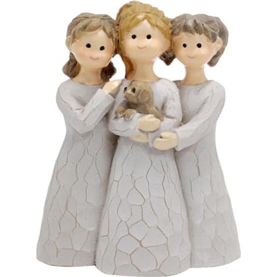 Figurine Sœurs Anges Mémorial Amitié Résine Décorative Statue Ange 3 Filles Ornement pour la Maison beige