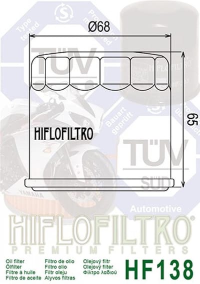 hiflofiltro oliefilter voor sachs 800 roadster motor 2002 tot 2005 nieuw