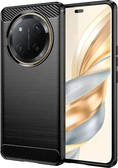 Geborsteld TPU Hoesje Geschikt voor Honor Magic 7 Lite - Beschermhoes - Back Cover - Case Flexibel TPU - Stijlvol Carbon - Dun - Zwart