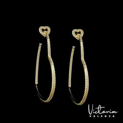 Victoria Valenza Rimini Luxe Oorbellen Dames Messing Oorringen Witte Steen Oorbellen - Goud kleurig - 1 Paar