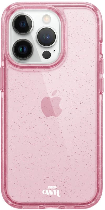 xoxo Wildhearts siliconen glitter hoesje - Sparkle Away Pink - Geschikt voor iPhone 14 Pro Max - Shockproof case met glitters - Roze