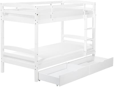 REGAT - Stapelbed met opbergruimte - Wit - 90 x 200 cm - Dennenhout