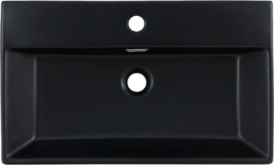 Keramische wastafel incl. afvoergarnituur zwart met overloop 51,5x36x13 cm zwart LuxeBath
