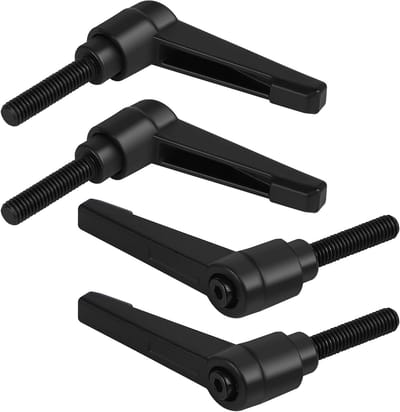 Pack van 4 verstelbare klemhefbomen M6-25 mm in koolstofstaal met externe schroefdraad - Zwart, ideaal voor machines en gereedschap