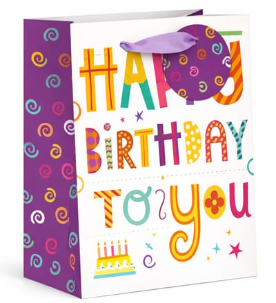 Cadeautas M - Verjaardag Happy Birthday - Luxe A5 Geschenktas - Cadeauzak - Geschenkzak - 18cmx10cmx23cm