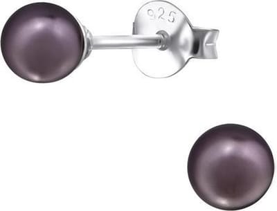 Amanto Oorbellen Elki Purple - 925 Zilver E-Coating - Parel - Rond - ∅4mm