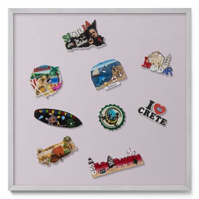 Tulup Magneetbord met Zilveren Frame - Paars Magnetisch Bord in Verschillende Kleuren - 50 cm x 50 cm - Lila kleur - Magneetbord voor Reissouvenirs - Magnetisch Bord Foto Bevestiging - Design Magneetbord met Frame