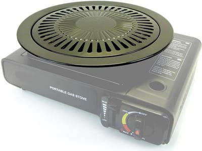 SMH LINE® Grillplaat - Grillopzetstuk - Anti-aanbak - voor Camping gasfornuis - Ø32,5 cm
